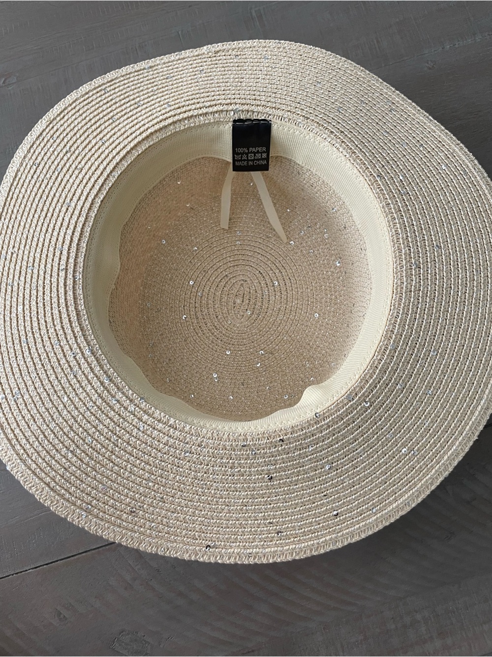 Straw Bee Hat with Black Band and Gold Bee Pin silver sequin sequins gg - Picture 6 of 10